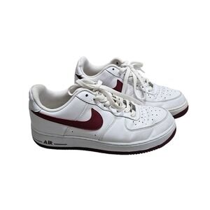 Nike‎ Air Force 1 Low Battlefield White Burgundy Mens Sneakers Shoes Size 9